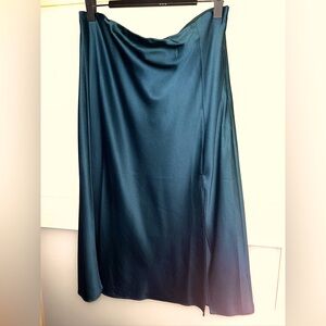 NWT Nine West Blue Ruched Maxi Slip Skirt Cocktail